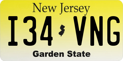NJ license plate I34VNG