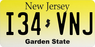 NJ license plate I34VNJ