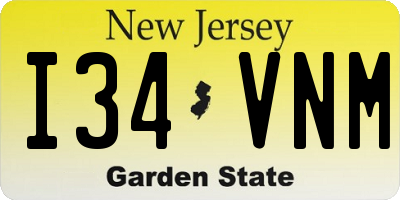 NJ license plate I34VNM