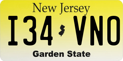 NJ license plate I34VNO