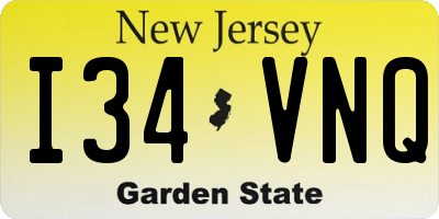 NJ license plate I34VNQ