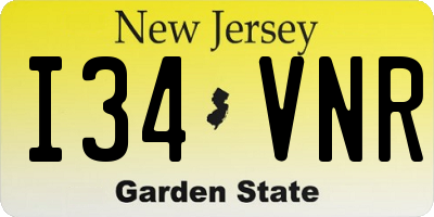 NJ license plate I34VNR
