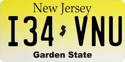NJ license plate I34VNU