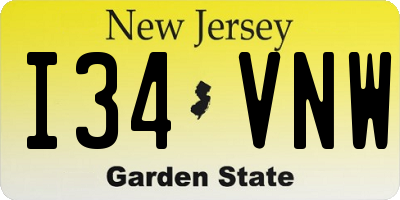 NJ license plate I34VNW