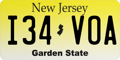 NJ license plate I34VOA