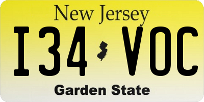 NJ license plate I34VOC