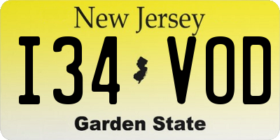 NJ license plate I34VOD