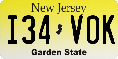NJ license plate I34VOK