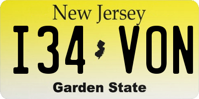 NJ license plate I34VON
