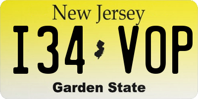 NJ license plate I34VOP