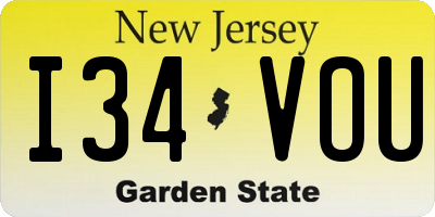 NJ license plate I34VOU