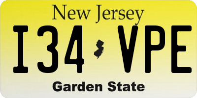 NJ license plate I34VPE