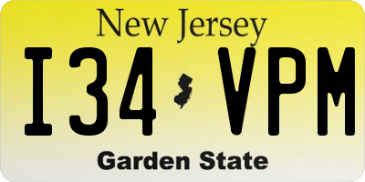 NJ license plate I34VPM