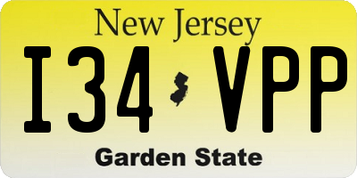 NJ license plate I34VPP