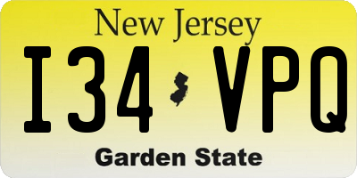 NJ license plate I34VPQ