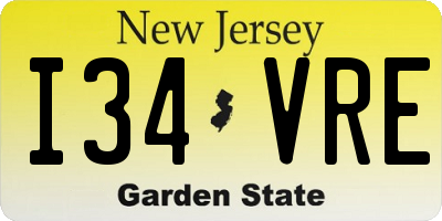 NJ license plate I34VRE
