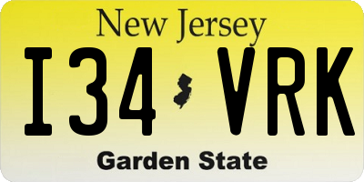 NJ license plate I34VRK
