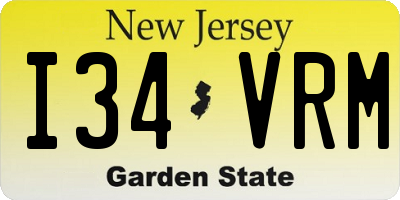 NJ license plate I34VRM