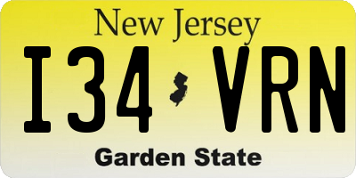 NJ license plate I34VRN