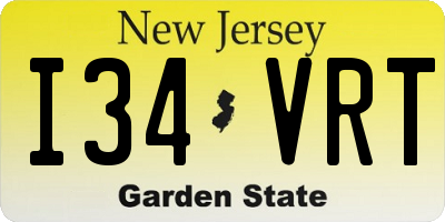 NJ license plate I34VRT