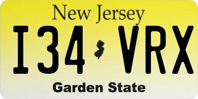 NJ license plate I34VRX