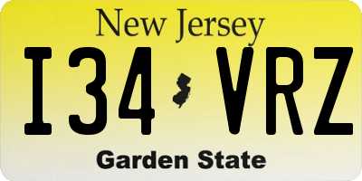 NJ license plate I34VRZ