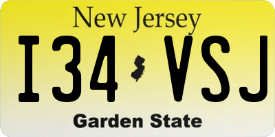NJ license plate I34VSJ