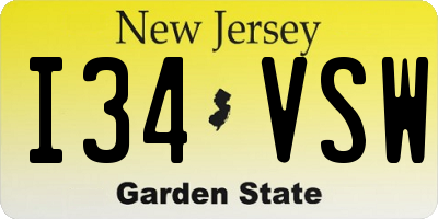 NJ license plate I34VSW