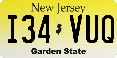NJ license plate I34VUQ