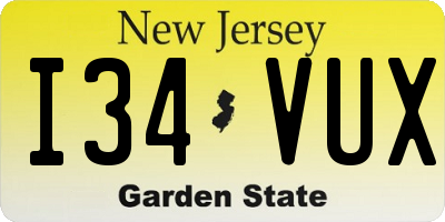 NJ license plate I34VUX