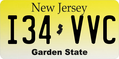 NJ license plate I34VVC