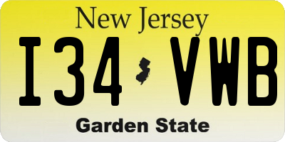 NJ license plate I34VWB