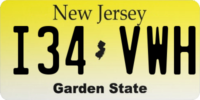 NJ license plate I34VWH