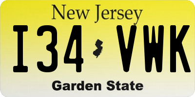 NJ license plate I34VWK