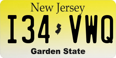 NJ license plate I34VWQ