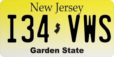 NJ license plate I34VWS