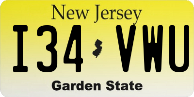 NJ license plate I34VWU