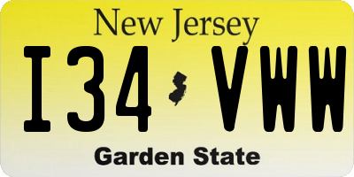 NJ license plate I34VWW