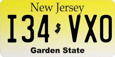 NJ license plate I34VXO
