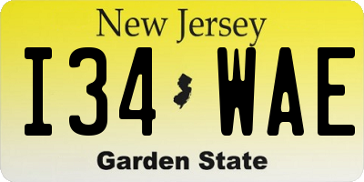 NJ license plate I34WAE