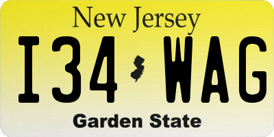 NJ license plate I34WAG