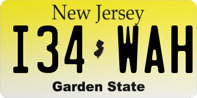 NJ license plate I34WAH