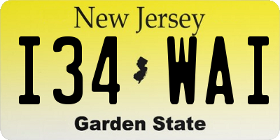 NJ license plate I34WAI