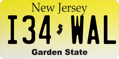 NJ license plate I34WAL