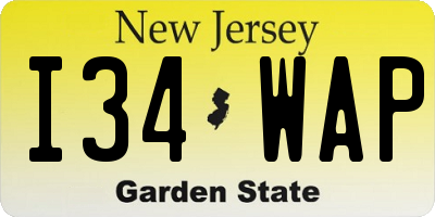NJ license plate I34WAP