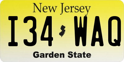NJ license plate I34WAQ