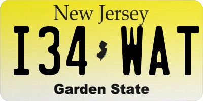 NJ license plate I34WAT