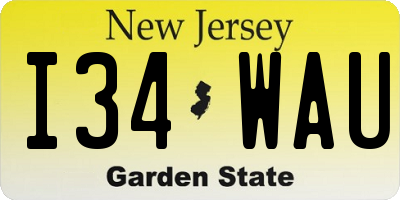 NJ license plate I34WAU