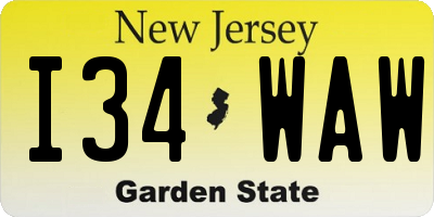 NJ license plate I34WAW
