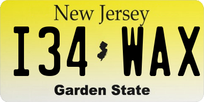 NJ license plate I34WAX